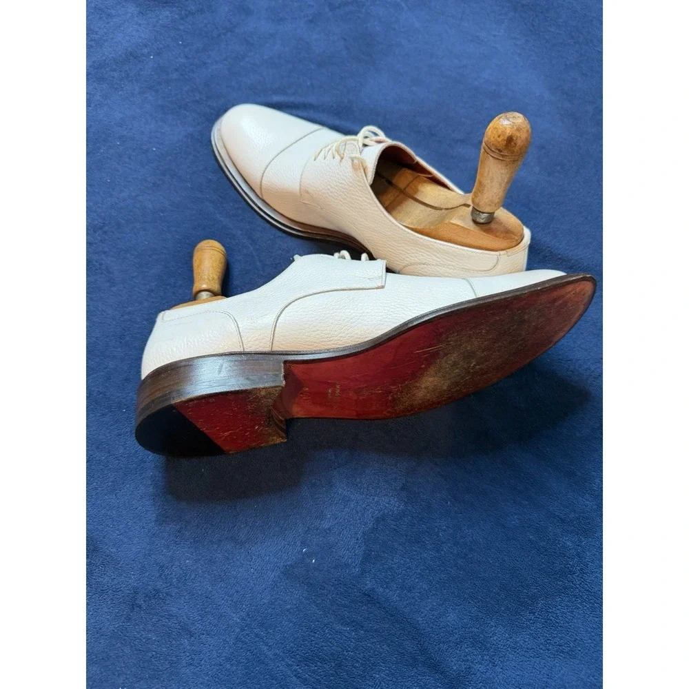 Vtg Jean Michael Cazabat White Toe Cap Oxford Dress Shoes Sz 41 EU Red Bottom